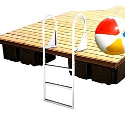 Aluminum Dock Ladder 3 Steps, Boat Dock Ladder 21-Inch Wide Step, Aluminum 