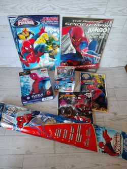 Kids spider man bundle ( coloring books, puzzles and kite)