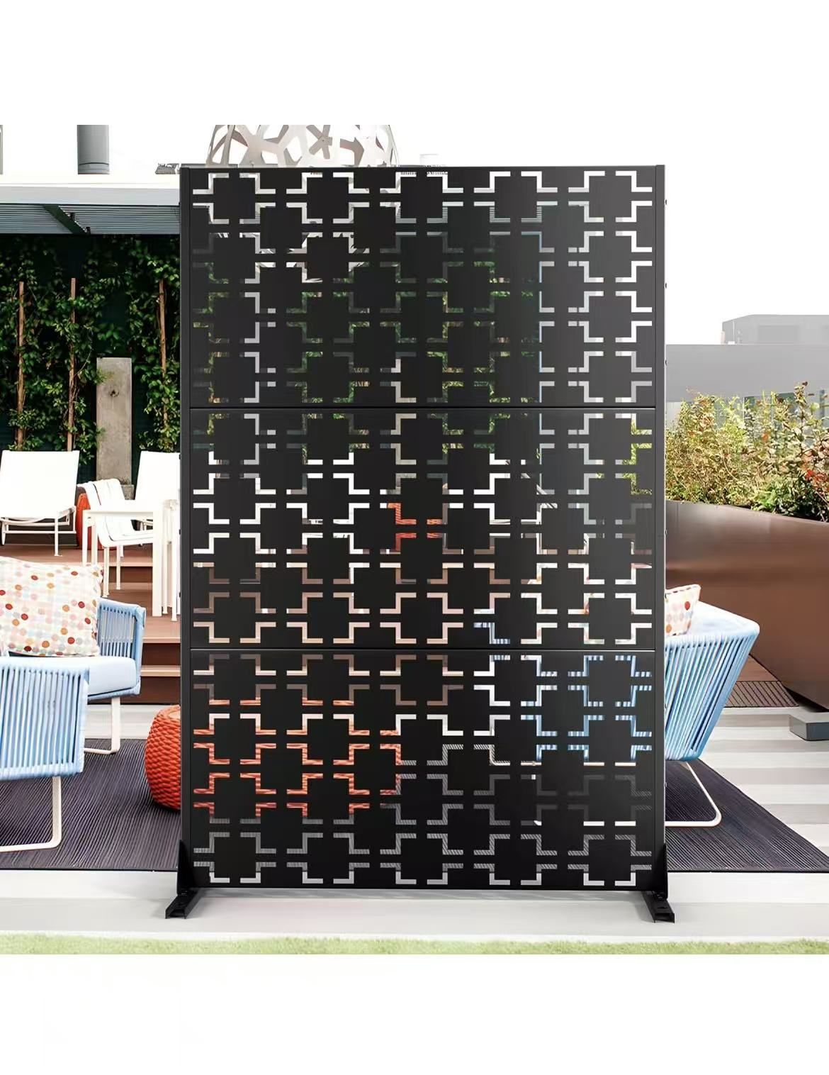 Outdoor Privacy Screen,72" H×47" W Metal Privacy Screen, Freestanding Privacy Fence Panels for Patio