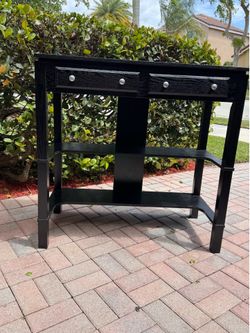 Black Wood Console Table with Drawers