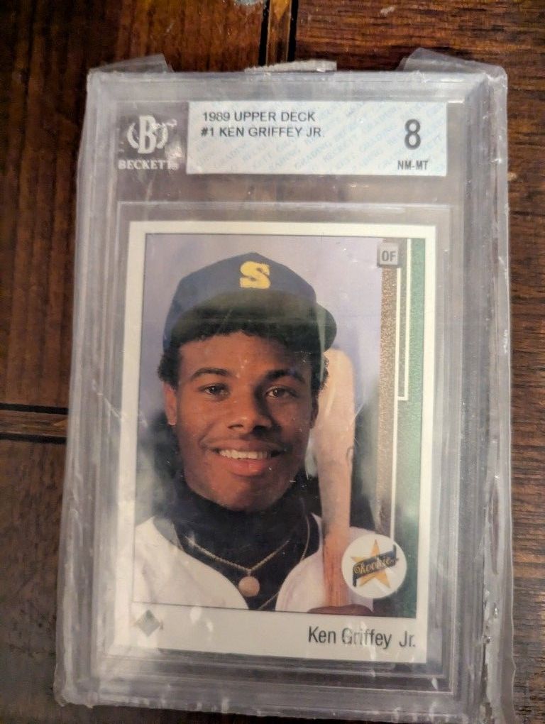 1989 Ken Griffey Jr Upper Deck Rookie Card Beckett Graded 8