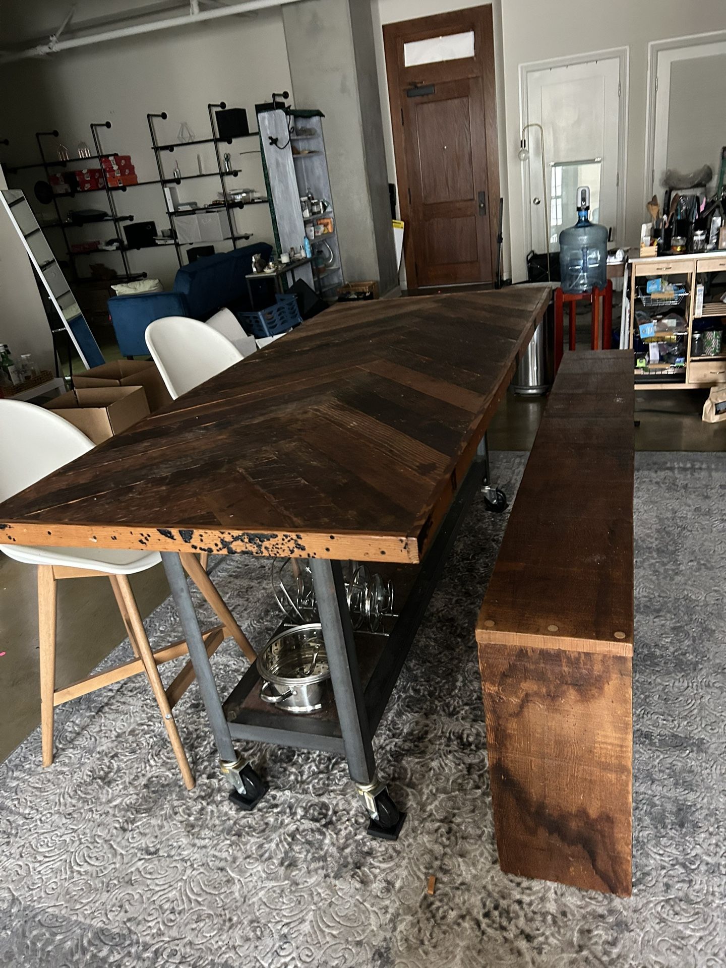Bespoke Wood Kitchen Island Brunch Table With Bench