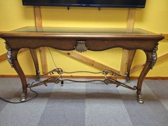 Ornate Console Table with Glass Top