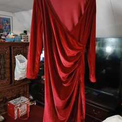Velour Long Red Dress 2x
