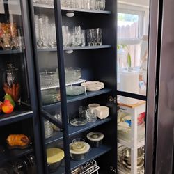 Book Shelves Blue W/Glass Doors 