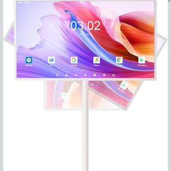 32-Inch Portable Touch Screen Monitor, 1080P Portable TV on Wheels with 13MP Integrated Camera, 6G RAM+128G Storage, Android OS, Built-in Battery(6-7H