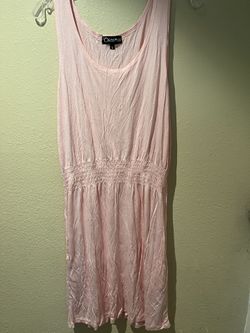 Sundress Sleeveless Elastic Waist Pullover Blue Green White Lt Pink S/M/L