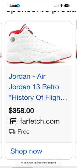 Jordan 13 retro white and red 1997 - BOYS size 7