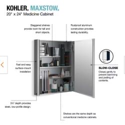 KOHLER Slow-Close Door/Rust Proof Aluminum Medicine Cabinet 