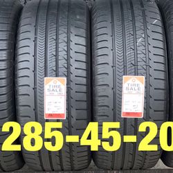 4 used tires 285/45/20 Goodyear RFT 