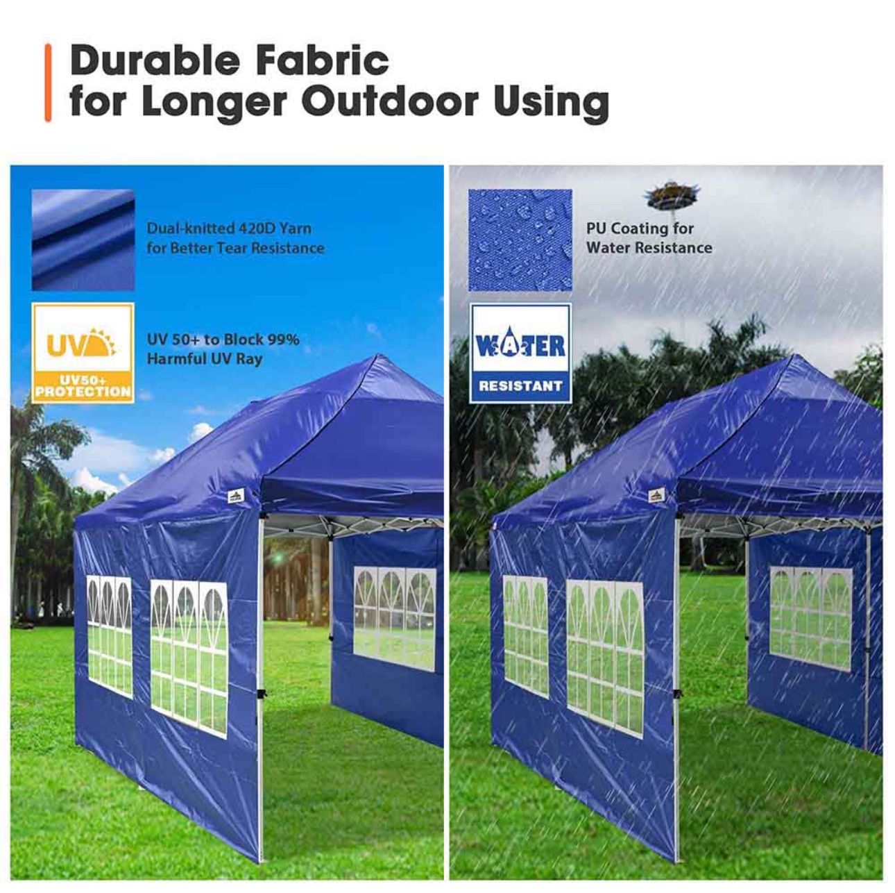 10x20' Easy Pop Up Canopy 420D Folding Tent Wedding Party Outdoor w/ Removable Sidewall ✅🔵⚫️⚪️