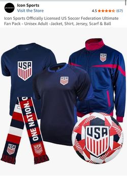 USA Soccer USMNT Fan Pack Jersey Jacket Shirt Scarf Ball Size Large