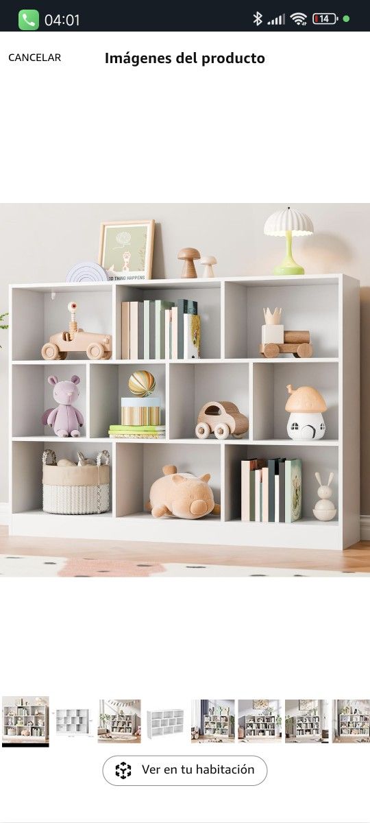 Wooden White Book/Toys Shelf