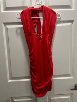 Red Halter Mini Dress with Ring Detail