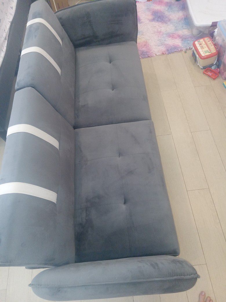 Sofa Bed Gray Velvet 