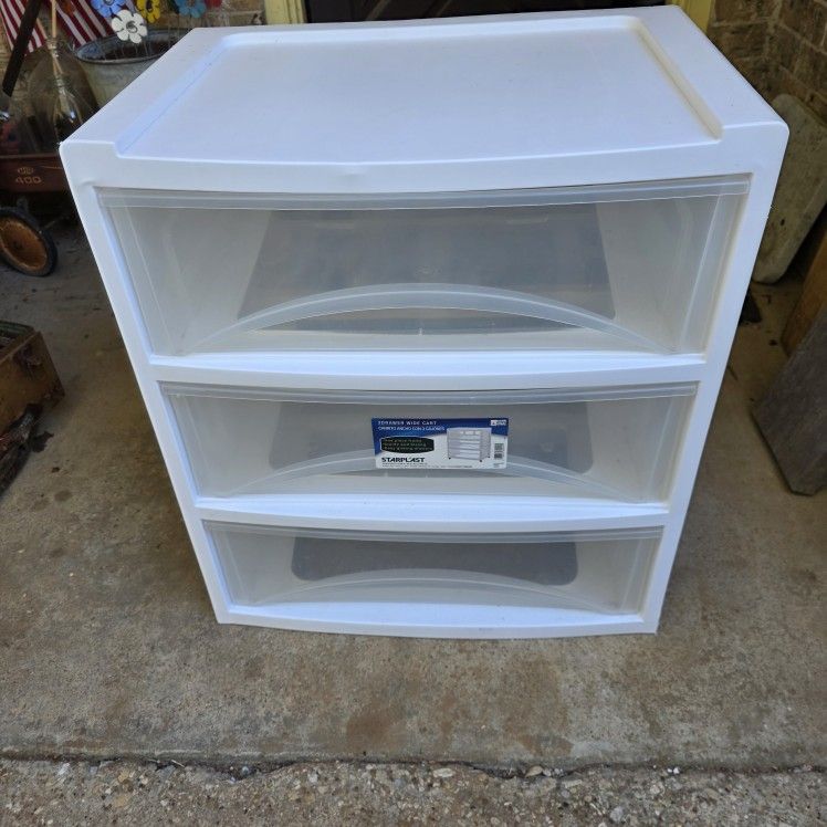 Organization - White & Clear STARPLAST Wide 3 Drawer Plastic Storage Drawer System