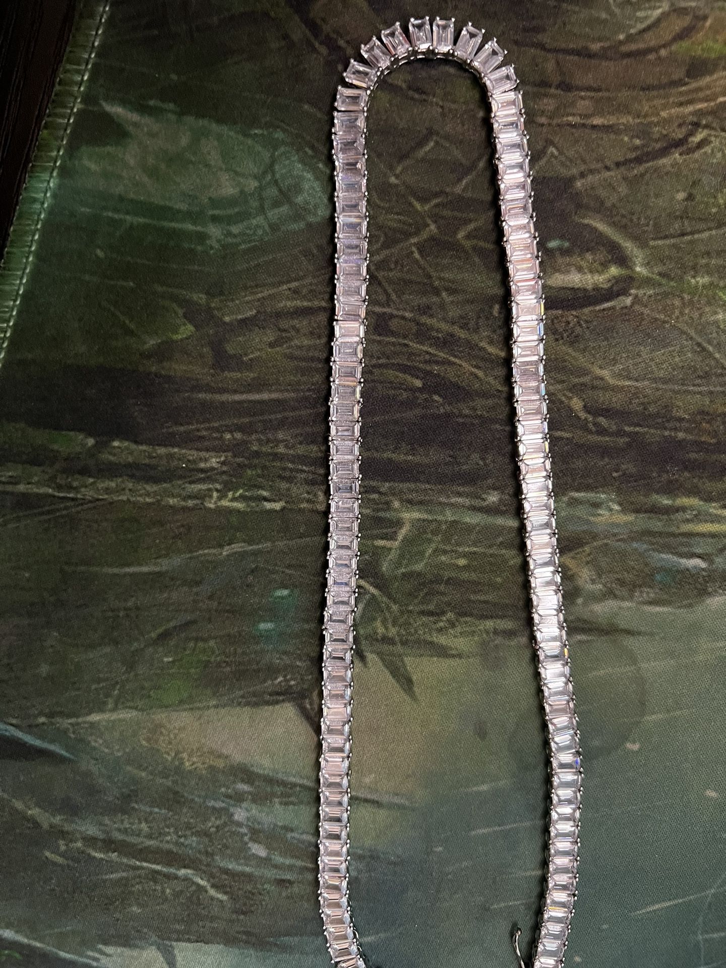 Baguette Tennis Necklace Stainless Cz