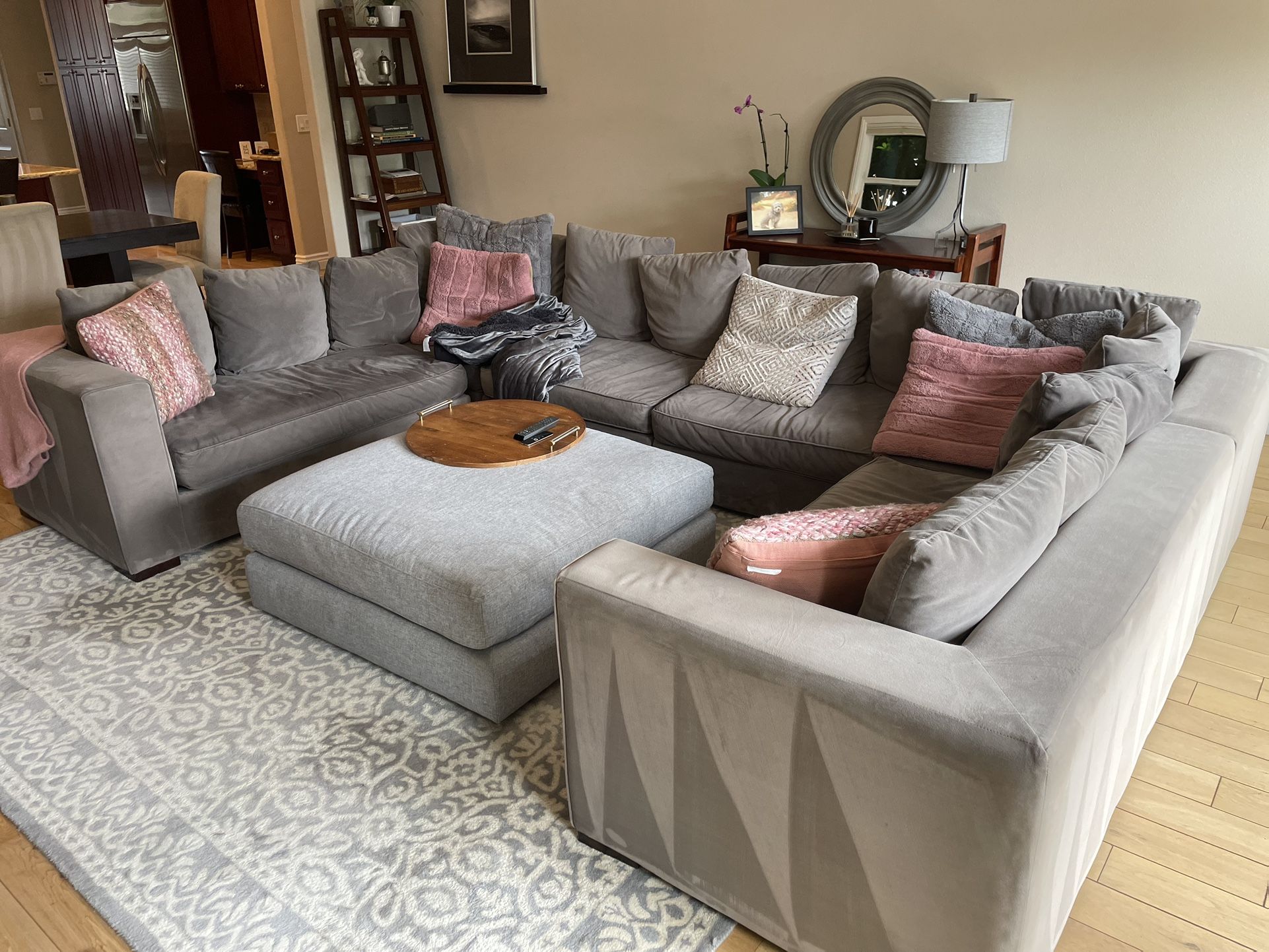 Large Sectional Sofa. West Elm. Gray. Very comfortable. In Good Condition
