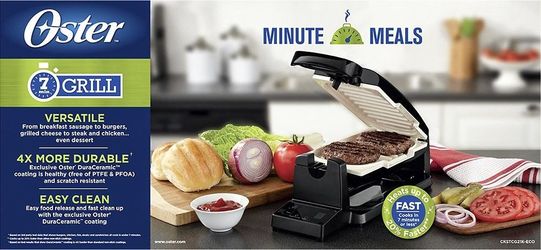 Oster - Vertical Flip Indoor Grill - Black