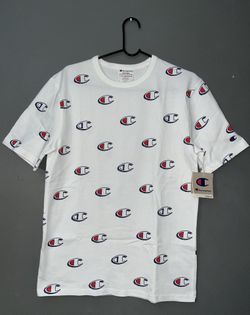 Authentic Men’s All Over Print Champion Crew T-Shirt •White •Medium 