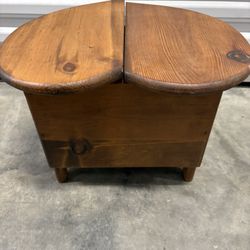 Vintage sewing box  antique heart, shape, solid wood, sewing accessory holder with two top doors.