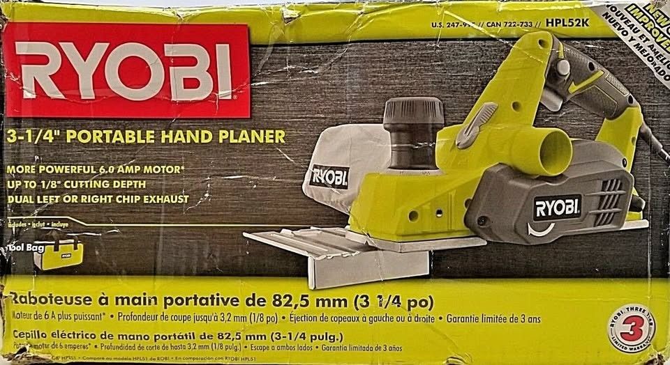 NEW RYOBI HPL52K 6 AMP 3-1/4 INCH CORDED HAND PLANER