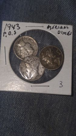 1943 p,d,s Mercury Head Dime