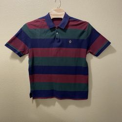 Men’s XL Vintage Lauren Ralph Lauren Burgundy Green Navy Stripe Polo Shirt
