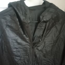 Black Raincoat With Hoodie