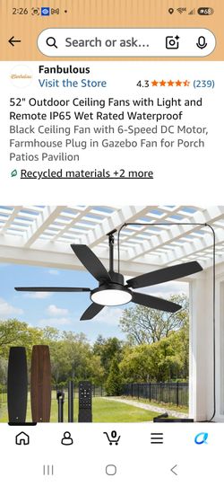 Fanbulous 52" Black Outdoor Ceiling Fan with Light