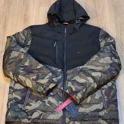 Tommy Hilfiger Puffer Bomber Hoodie Jacket Size 2XL For Men 