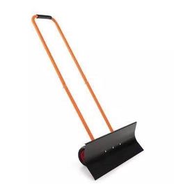 New 54 in. Bi-Metal Handle Metal Snow Shovel with Wheels with 30 in. Wide Blade and Adjustable Handl