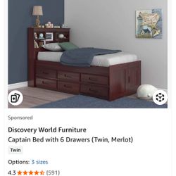 Captain Bed Twin 6 Drawers