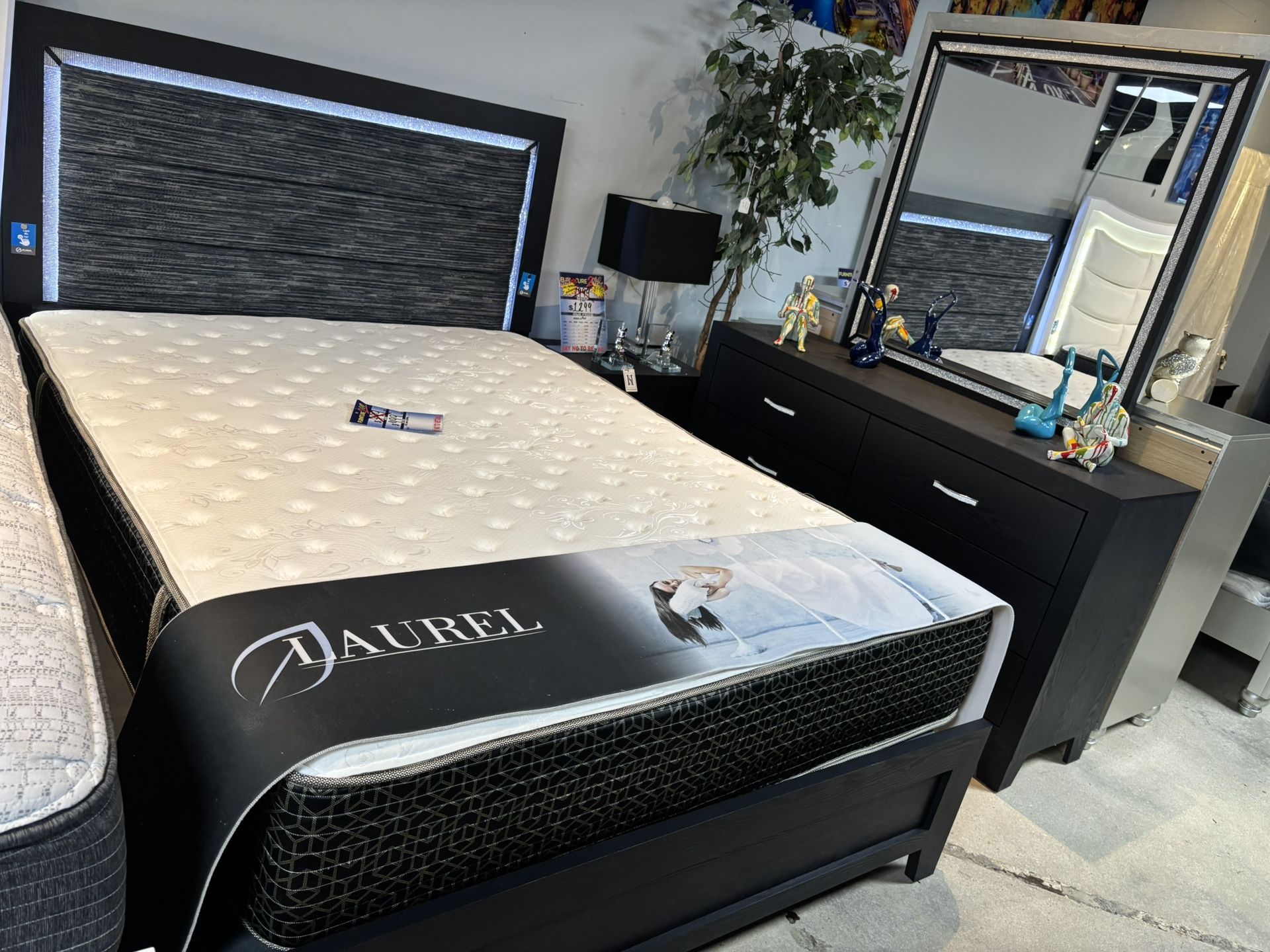 Black 5 Pc Bedroom Set With Led Lights Only $599