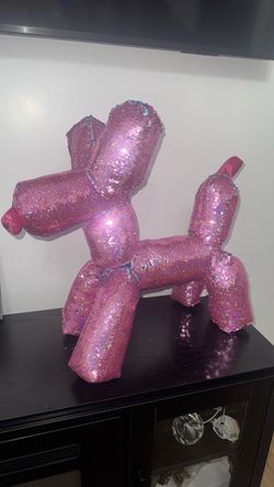 Pink Sequin Balloon Dog Sculpture