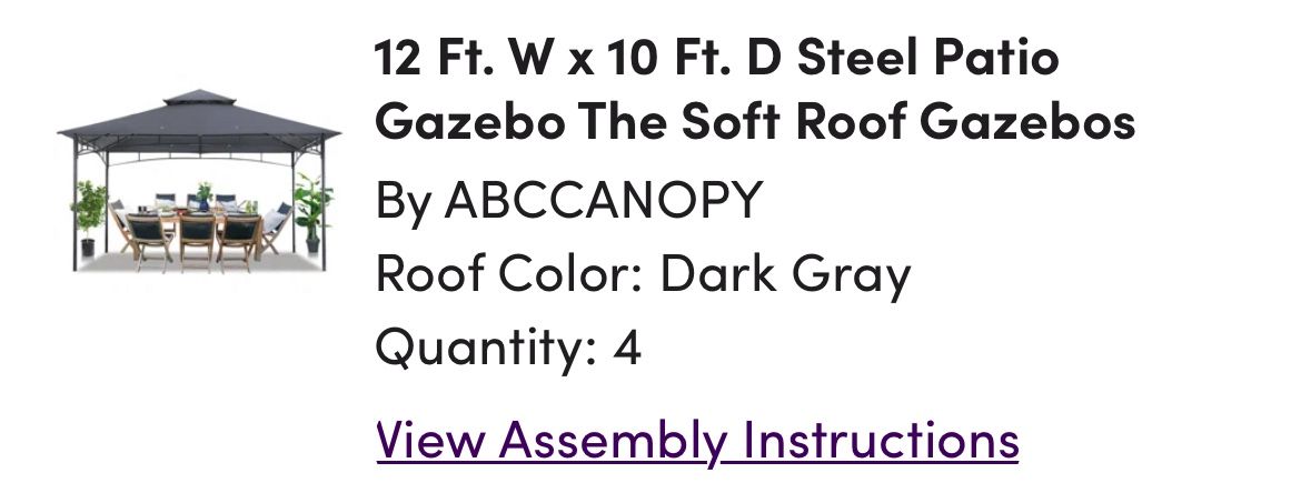 Dark Grey Gazebo 12x10 Soft Top