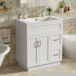 Homy Casa Larisa 30" Bathroom Vanity with Right Drawers for Bathroom Storage Open Box