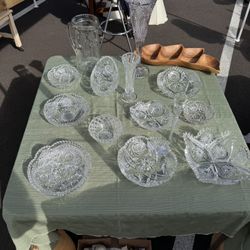 Cut Crystal Glass Collection Bowls Plates & More 