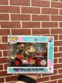 Walt Disney & Mickey On Fire Engine Funko Pop