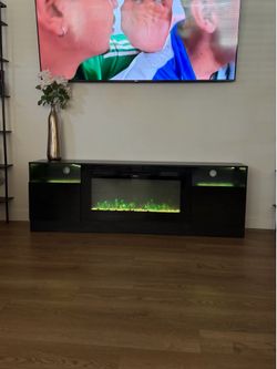 Tv fireplace stand with led lights