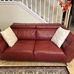 Red Faux Leather Love Seat