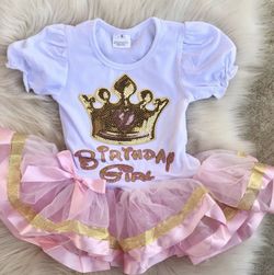Size 5 Birthday Tutu dress pink gold New