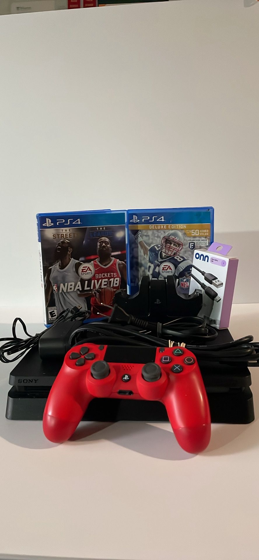 PS4 Slim with Controller, Charging Dock, and 2 Games