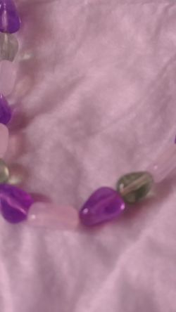 Purple white and green necklace