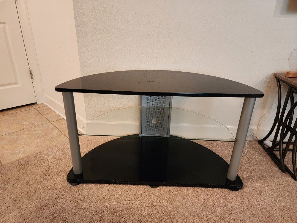 TV Stand/Table/Console Black & Grey With Glass Shelf