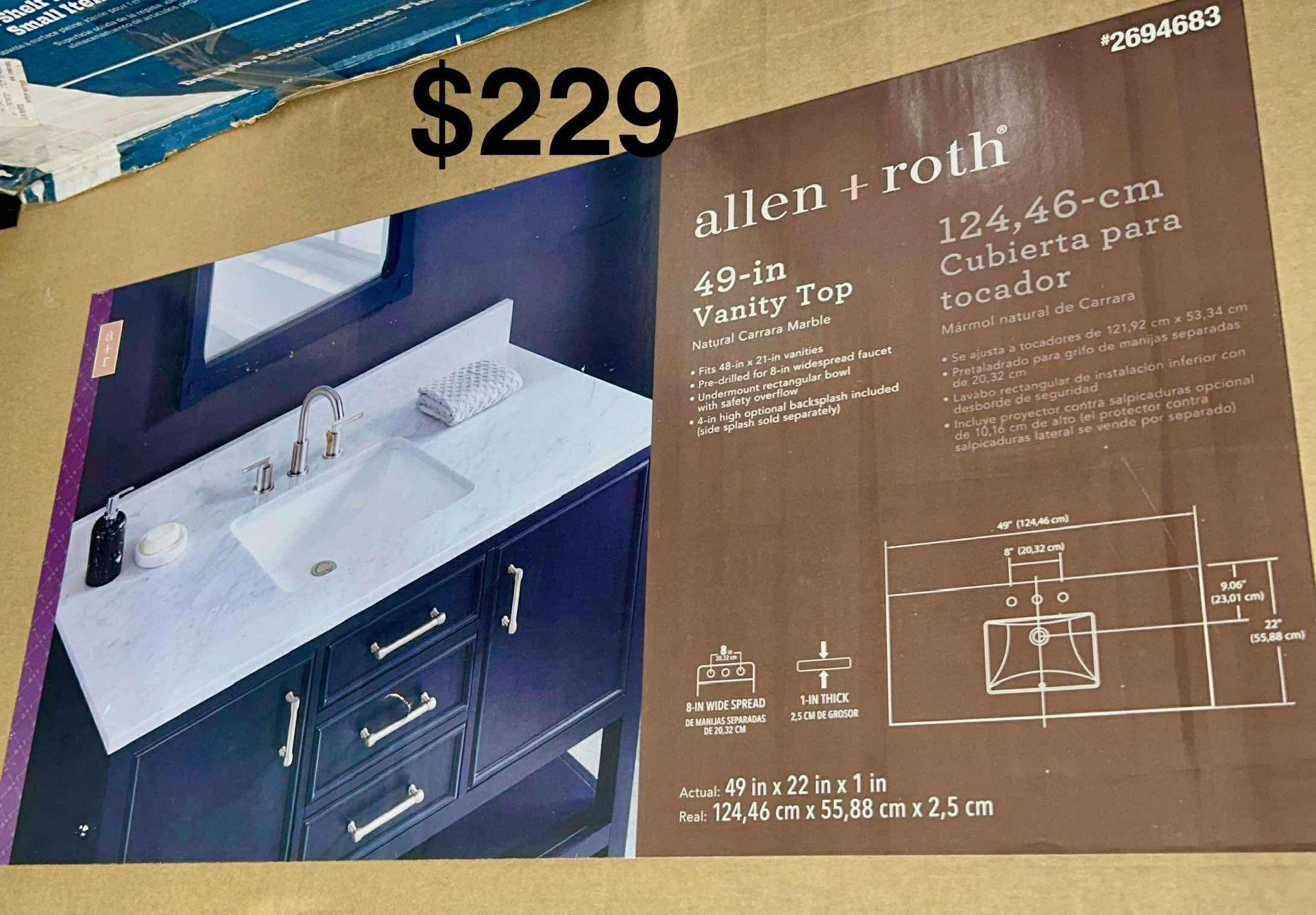 49in Vanity Sink Top