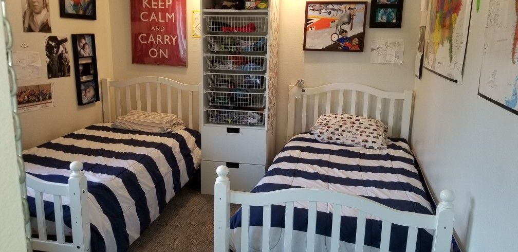 Two Matching Wood Twin Beds $75 For Both
