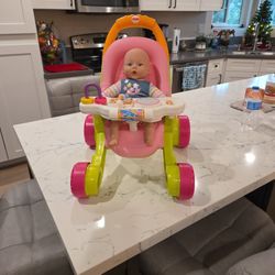 FISHER PRICE LAUGH AND LEARN STROLL & LEARN WALKER AND DOLL FOR KIDS 9-36 MONTHS SEE DESCRIPTION 