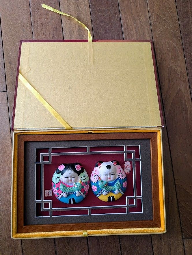 Wuxi Huishan Chinese clay figurines traditional marriage husband wife wedding newlywed gift