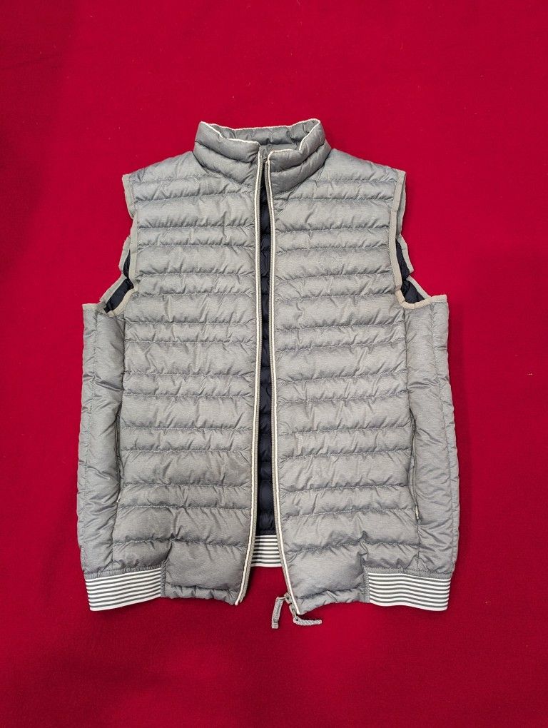 Armani Exchange Puffer Vest Men's Size Medium Gray Zip White Duck Down Quilted A/X
